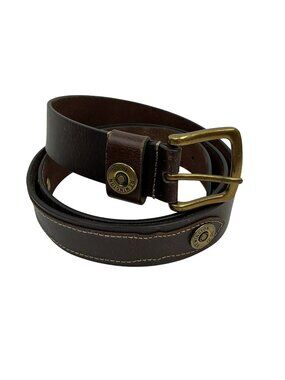Remington 12 GA Genuine Leather Belt 3X (50-52) With Brass Buckle & Shotgun Shel